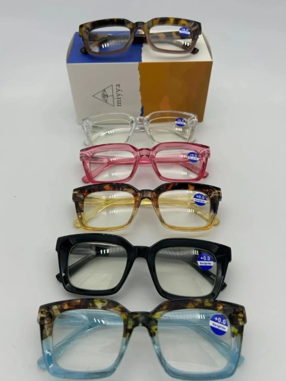 MIYYA 6-Pack Blue Light Blocking Glasses Oversized Fashion Eyeglasses for Women